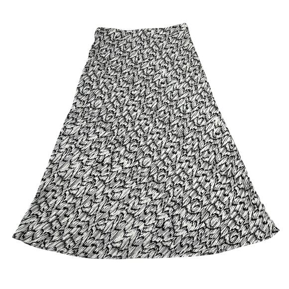 Halogen Bias Cut A-Line Midi Skirt Size Small Abstract Print Preppy Office Light - Picture 3 of 9